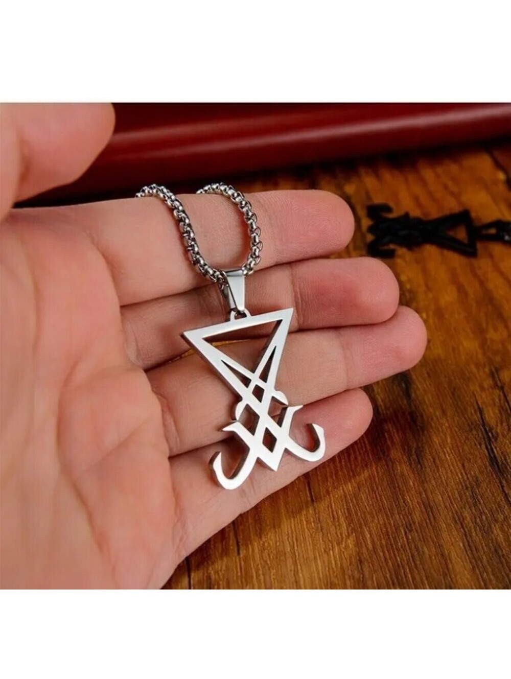 SIGIL OF LUCIFER PENDANT WITH NECKLACE satan 666 black metal death metal occult
